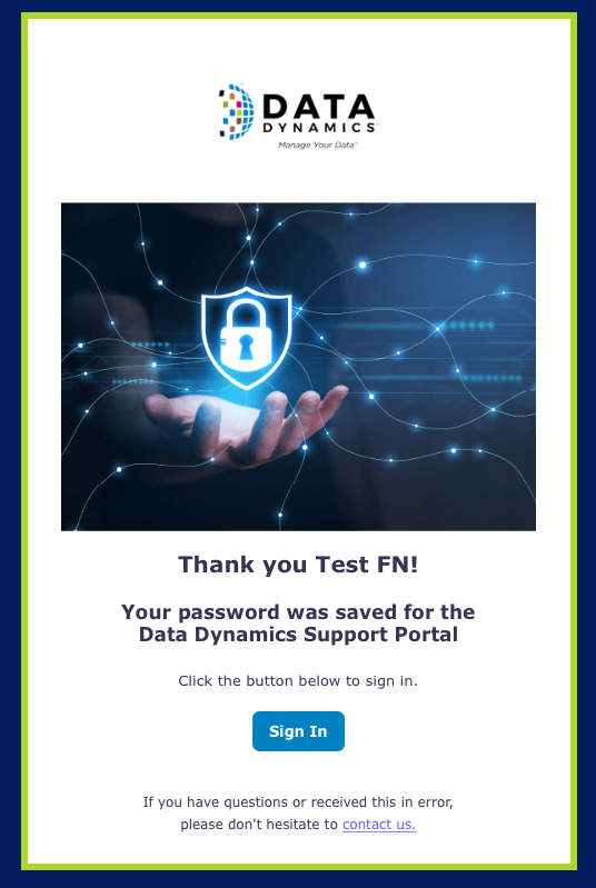 Password Saved Email